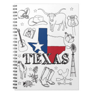 Texas Illustration Doodles of Texas Texas Pattern Notitieboek