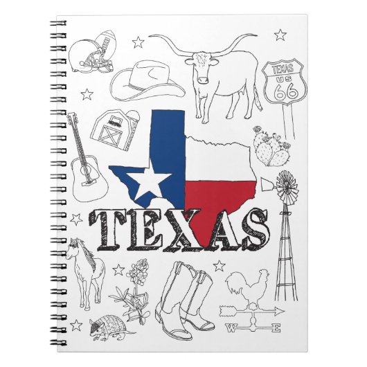 Texas Illustration Doodles of Texas Texas Pattern Notitieboek (Voorkant)