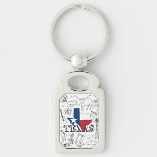 Texas Illustration Doodles of Texas Texas Pattern Sleutelhanger