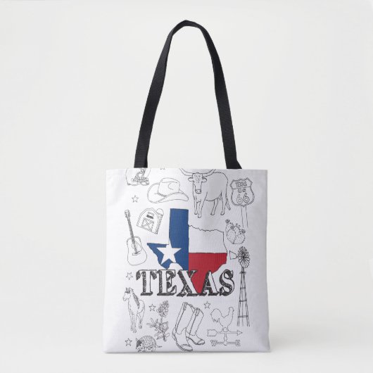 Texas Illustration Doodles of Texas Texas Pattern Tote Bag (Voorkant)