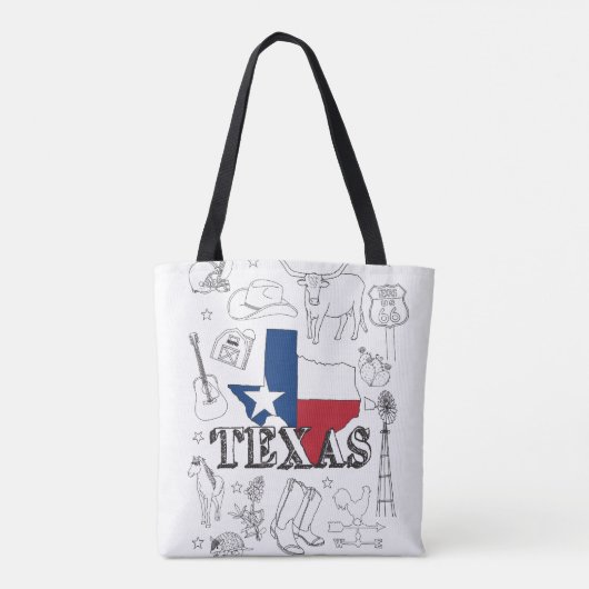 Texas Illustration Doodles of Texas Texas Pattern Tote Bag (Achterkant)