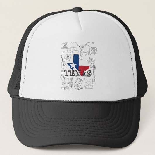 Texas Illustration Doodles of Texas Texas Pattern Trucker Pet (Voorkant)