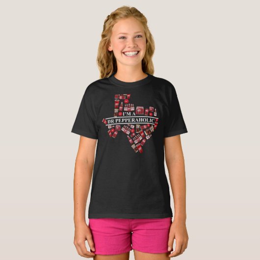 Texas I'm A Dr. Pepper Aholic Dr. Pepper Texas Map T-shirt (Voorkant volledig)
