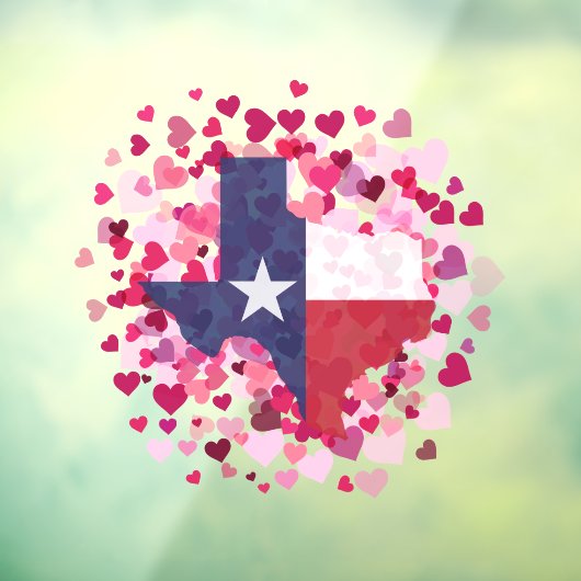 Texas in een hartenveld - Valentijnsdag Raamsticker (Vel 3)