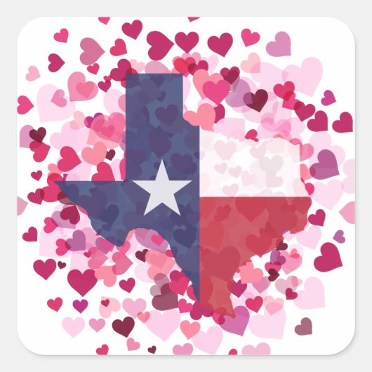 Texas in een hartenveld - Valentijnsdag Vierkante Sticker (Voorkant)