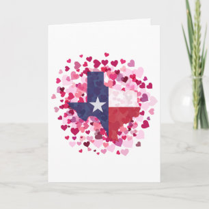 Texas in een veld van harten - Valentijnsdag Feestdagen Kaart