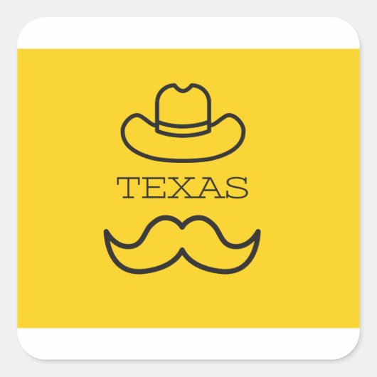 Texas in Geel 2 Vierkante Sticker (Voorkant)