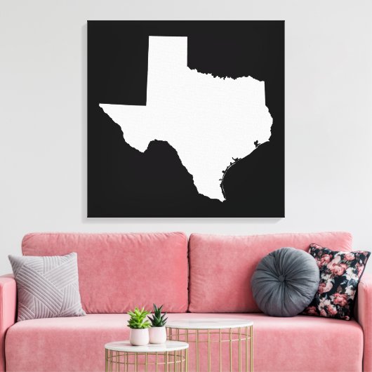 Texas in White en Black Canvas Afdruk (Insitu (Woonkamer))