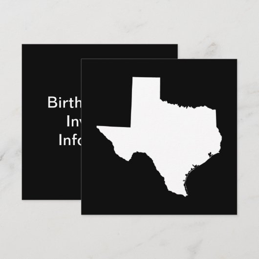 Texas in White en Black Kaart (Voorkant / Achterkant)