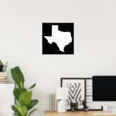Texas in White en Black Poster (Thuiskantoor)