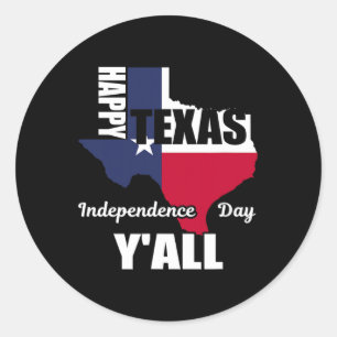 Texas Independence Day Y'all Verenigde Staten Cowb Ronde Sticker