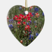 Texas Indian PaintBrusand Bluebonnet Wildflower Keramisch Ornament (Rechts)