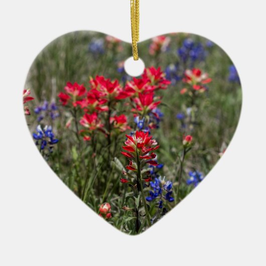 Texas Indian PaintBrusand Bluebonnet Wildflower Keramisch Ornament (Voorkant)