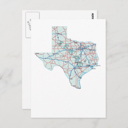 Texas Interstate Map Briefkaart (Voorkant / Achterkant)