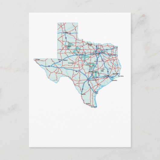 Texas Interstate Map Briefkaart (Voorkant)