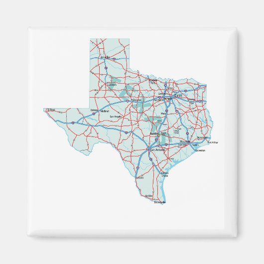 Texas Interstate Map Magnet (Voorkant)