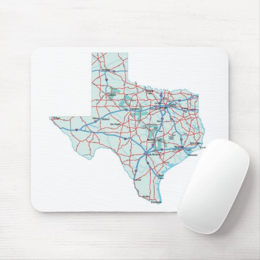 Texas Interstate Map Mousepad Muismat (Met muis)