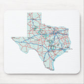 Texas Interstate Map Mousepad Muismat (Voorkant)