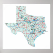 Texas Interstate Map Print (Voorkant)
