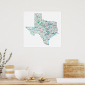 Texas Interstate Map Print (Keuken)