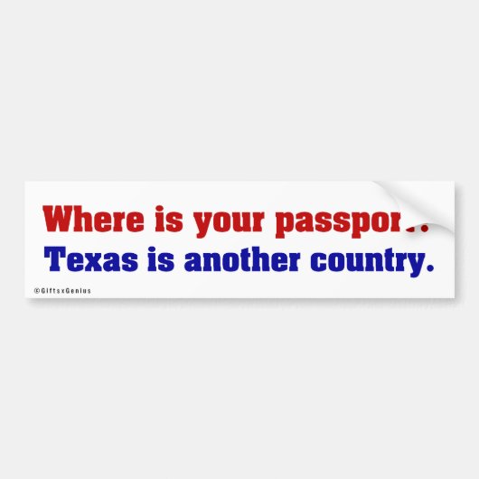 Texas is een heel ander land 2 bumpersticker (Voorkant)