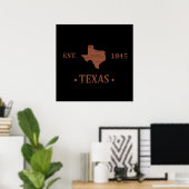 Texas kaart de lone star staat poster (Thuiskantoor)