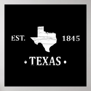 Texas kaart de witte eenzame sterrenstaat poster