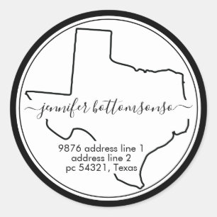 Texas kaart eenvoudige thuis retouradres handteken ronde sticker