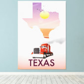 Texas Kaart Grote Vrachtwagen Canvas Afdruk (Insitu (Houten vloer))