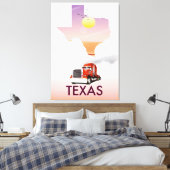 Texas Kaart Grote Vrachtwagen Canvas Afdruk (Insitu (Slaapkamer))