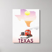 Texas Kaart Grote Vrachtwagen Canvas Afdruk (Voorkant)
