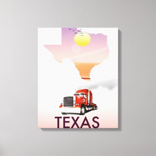 Texas Kaart Grote Vrachtwagen Canvas Afdruk (Voorkant)