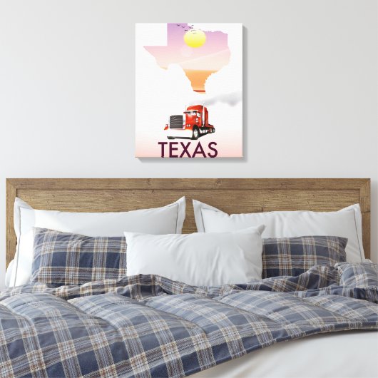 Texas Kaart Grote Vrachtwagen Canvas Afdruk (Insitu (Slaapkamer))