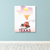 Texas Kaart Grote Vrachtwagen Canvas Afdruk (Insitu (Houten vloer))