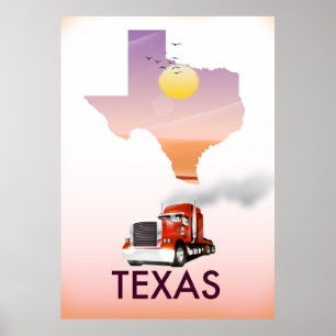 Texas Kaart Grote Vrachtwagen Poster