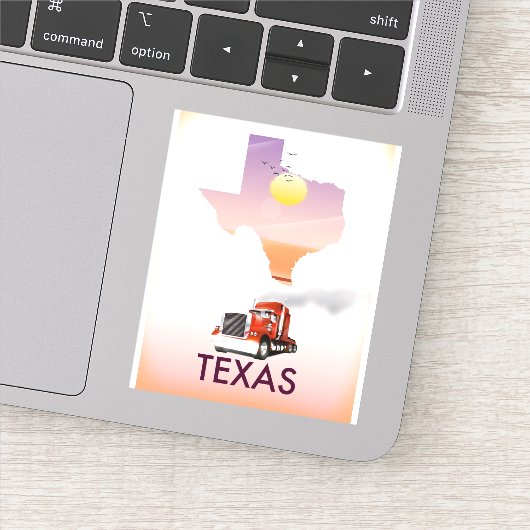 Texas Kaart Grote Vrachtwagen Sticker (Detail)