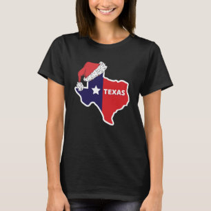 Texas Kaart met Santa Hat Kerstmis Mannen Vrouwen T-shirt