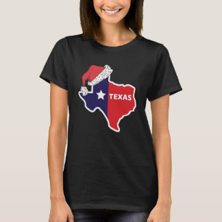 Texas Kaart met Santa Hat Kerstmis Mannen Vrouwen T-shirt