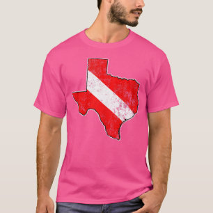 Texas Kaart Omtrek Scuba Duiken Vlag Duiken Gear T-shirt