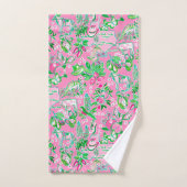 Texas Kaart Roze & Groene Preppy Patroon Bad Handdoek (Handdoek)