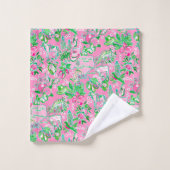 Texas Kaart Roze & Groene Preppy Patroon Bad Handdoek (Wasdoekje)