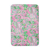 Texas Kaart Roze & Groene Preppy Patroon Badmat (Voorkant Verticaal)