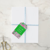 Texas Kaart Roze & Groene Preppy Patroon Cadeaulabel (Met Touw)