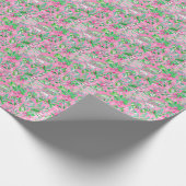 Texas Kaart Roze & Groene Preppy Patroon Cadeaupapier (Hoek)