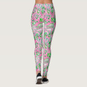 Texas Kaart Roze & Groene Preppy Patroon Leggings (Achterkant)