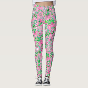 Texas Kaart Roze & Groene Preppy Patroon Leggings