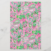 Texas Kaart Roze & Groene Preppy Patroon Monogramm (Achterkant)