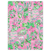 Texas Kaart Roze & Groene Preppy Patroon Monogramm Klembord (Achterkant)