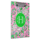 Texas Kaart Roze & Groene Preppy Patroon Monogramm Klembord (Rechts)
