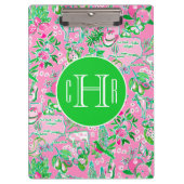Texas Kaart Roze & Groene Preppy Patroon Monogramm Klembord (Voorkant)
